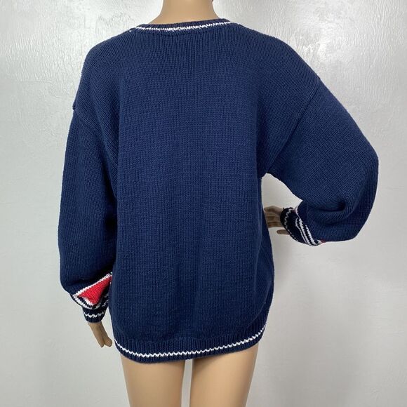 Head 100% cotton V-neck geo print colorful knit pullover sweater size 8 - Picture 4 of 9